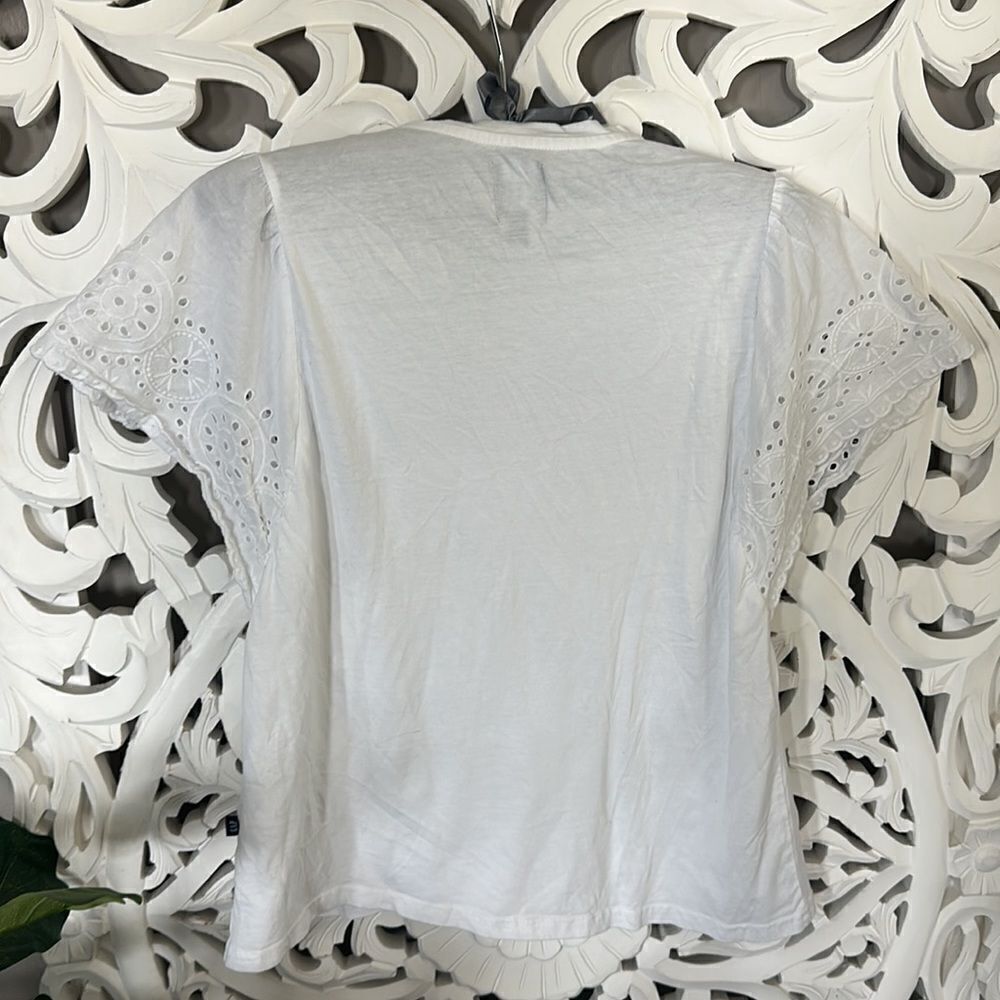 GAP White Flutter Sleeve Tee - Picture 3 of 5